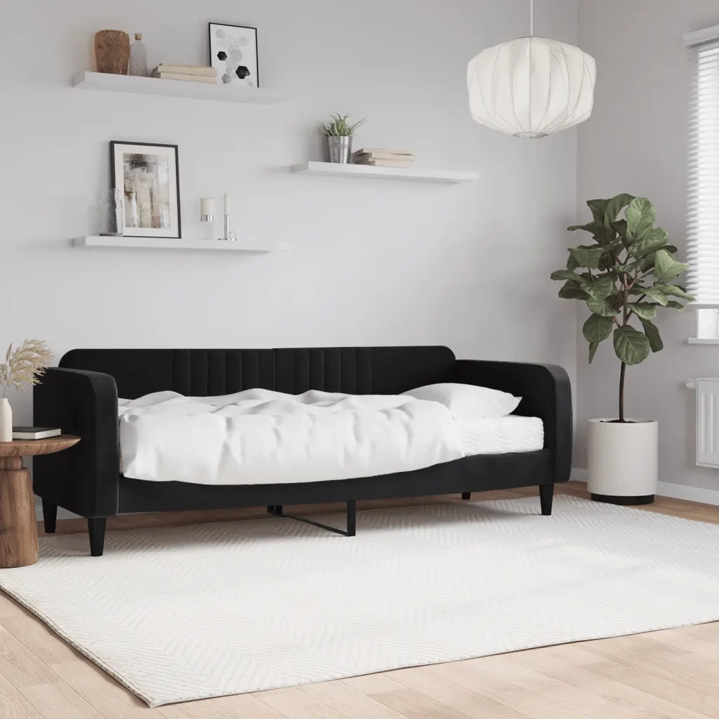Divano Letto con Materasso Nero 80x200 cm in Velluto 3197036