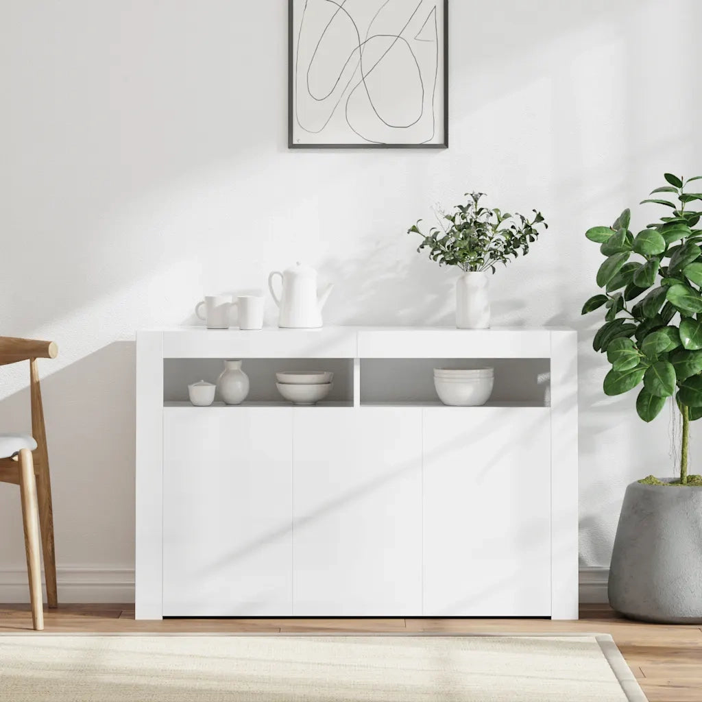 Credenza con Luci LED Bianca 115,5x30x75 cm 804337