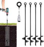 Set di 4 Punti di Contatto per Terra 40 cm - per Superfici Dure - Coperture da Campeggio da Schiacciare
