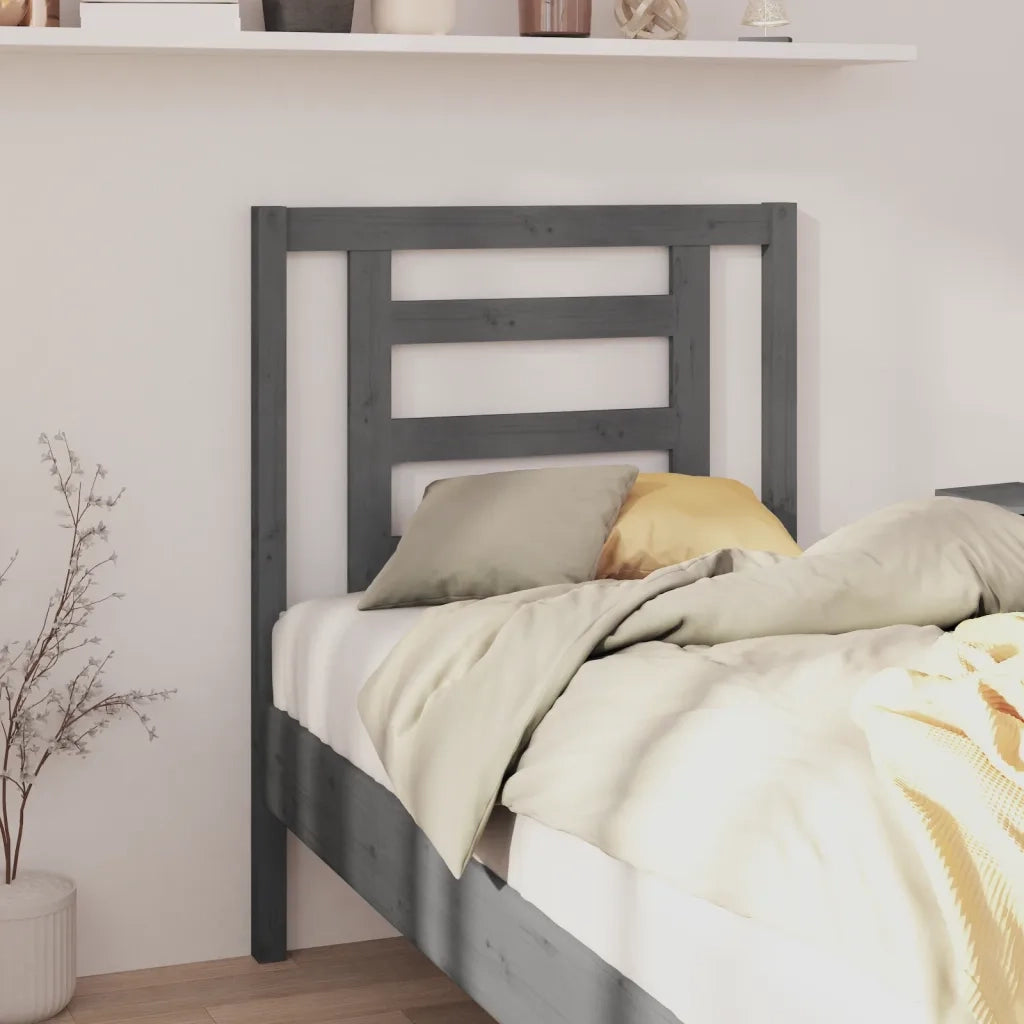 Testiera | Testata per Letto Grigia 81x4x100 cm in Legno Massello di Pino