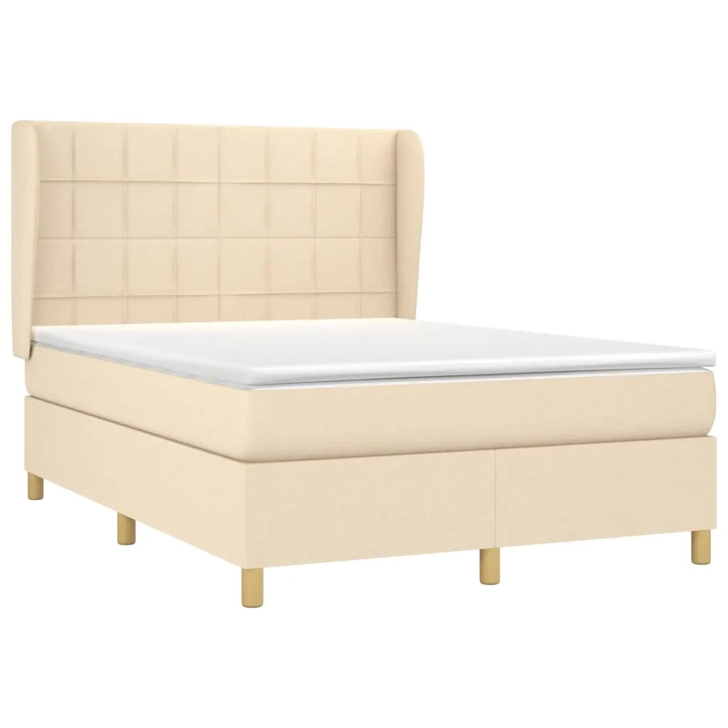 Giroletto a Molle con Materasso Crema 140x19 cm in Tessuto