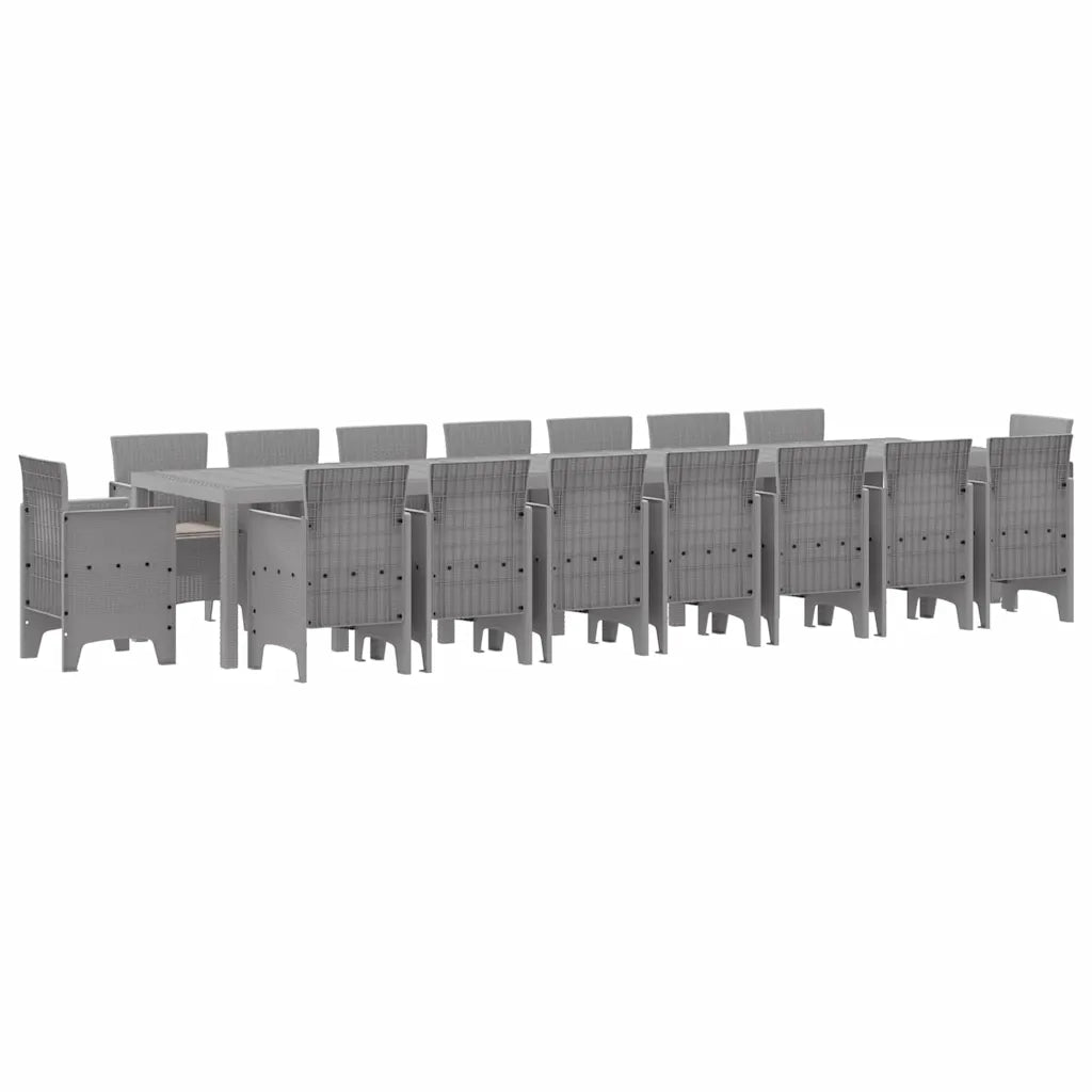 Set da pranzo da giardino con cuscini 17 pcs Grigio chiaro PP 3378668