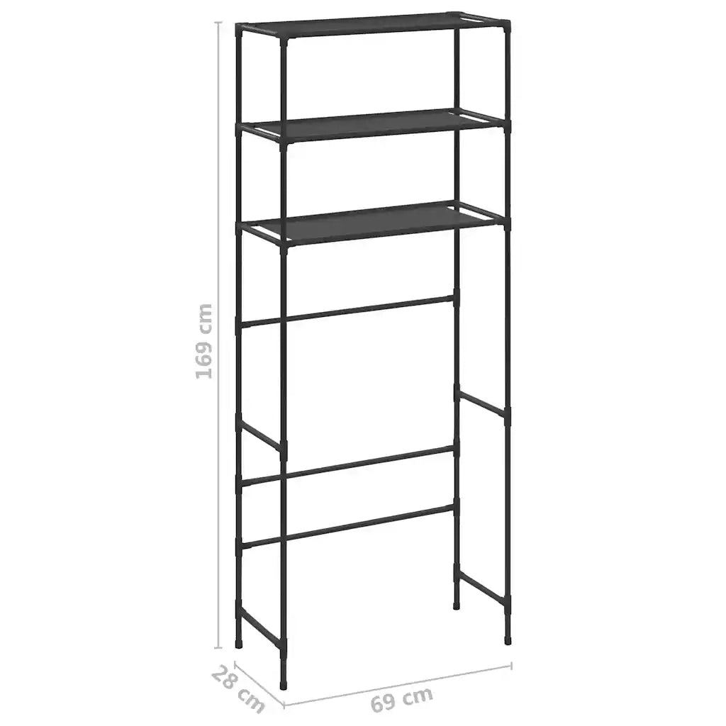 Scaffale per Lavatrice con 3 Ripiani Nero 69x28x169 cm CFW5683860