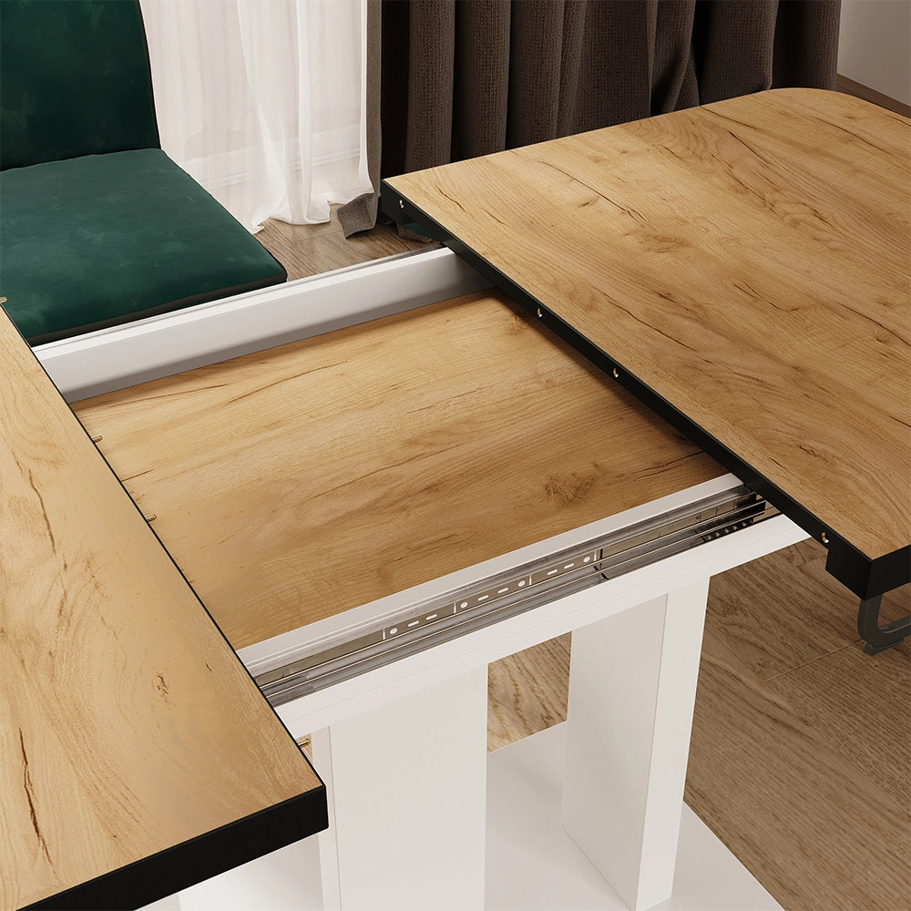 Vicco Tavolo da pranzo Estensibile Nero/Rovere Goldkraft/Bianco 120/160 x 80 cm 2 parti
