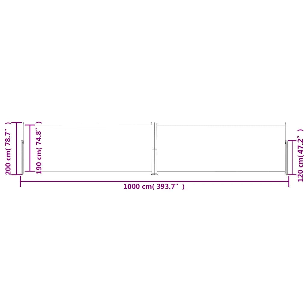 Tenda da Sole | Tenda parasole Laterale Retrattile Nera 200x1000 cm