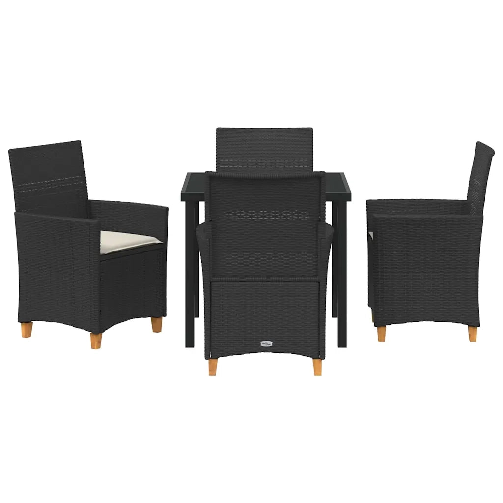 Set da Pranzo per Giardino 5 pcs Nero polyrattan 3381066