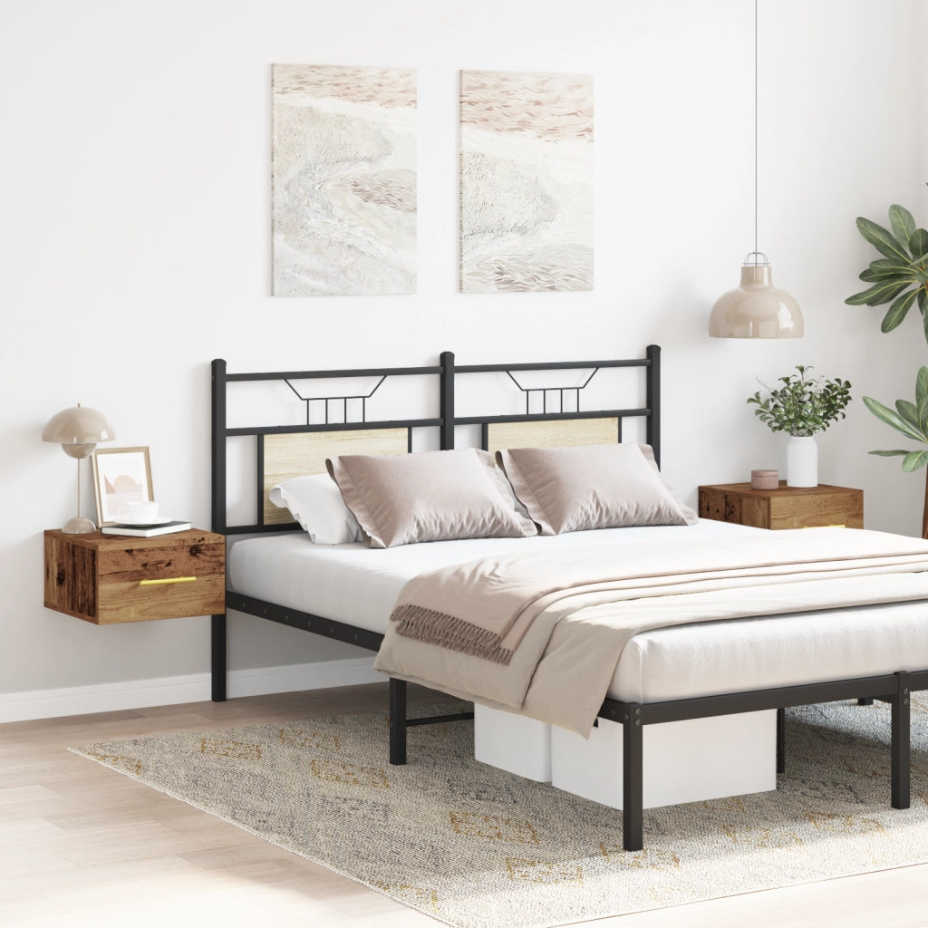 Comodini 2 pz a muro in legno vintage 35x35x20 cm