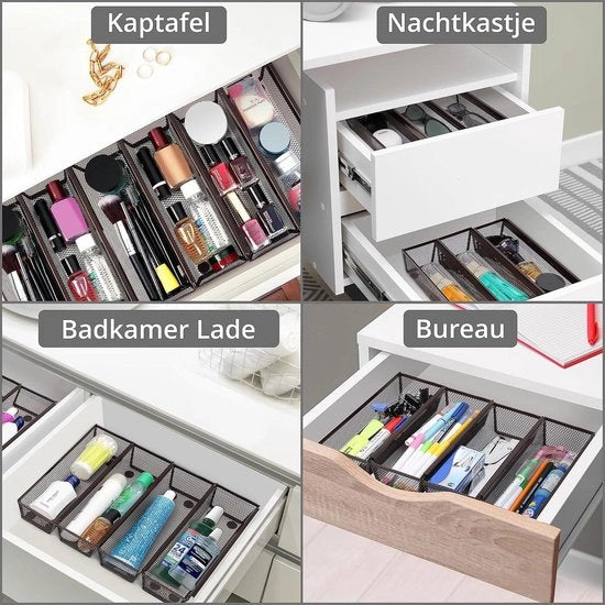 Organizzatore per Cavi in Bronzo [6 Pacchi] - Cassetta da Cucina - Lati Adattabili - Piedini Antiscivolo in Gomma - Cassetti Espandibili - Strumenti e Accessori da Cucina