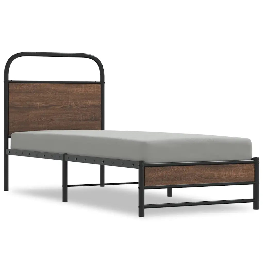 Letto singolo | Letto per adulti | Giroletto senza Materasso Rovere Marrone 75x190cm in Truciolato