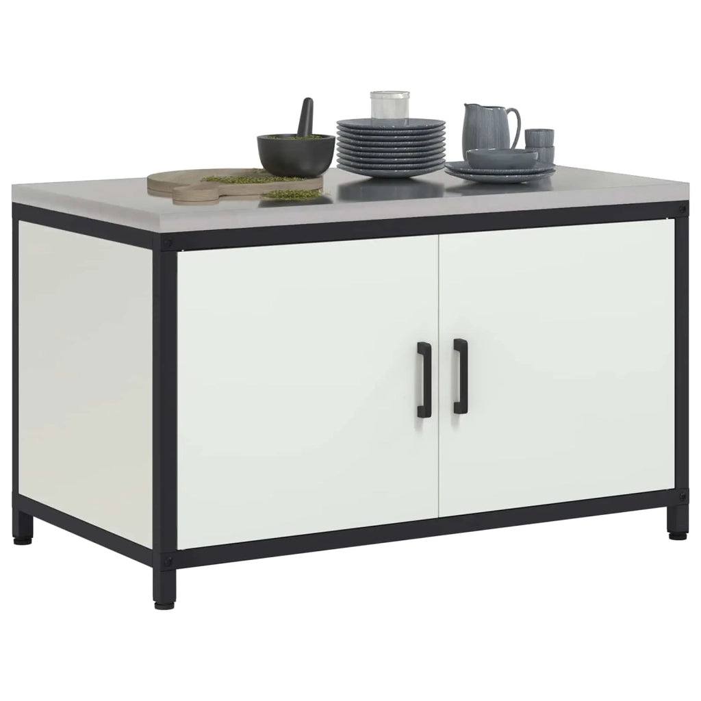 Stoccaggio in cucina con porta Bianco 90 x 50 x 53 cm Acciaio 874997