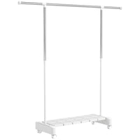 Stendibiancheria Estensibile con Ruote Acciaio Inox e Ripiano Porta Scarpe Bianco