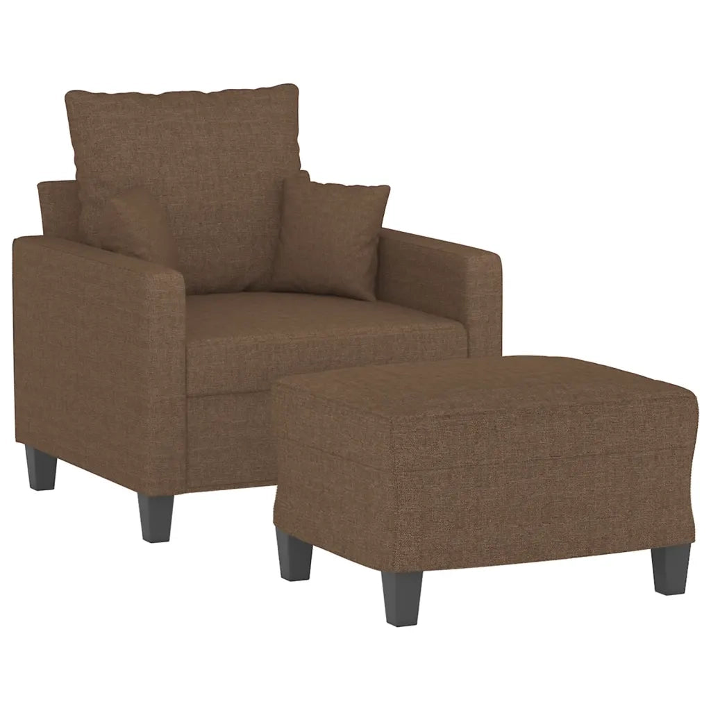 Poltrona | Sedia Relax con Poggiapiedi Marrone 60 cm in Tessuto