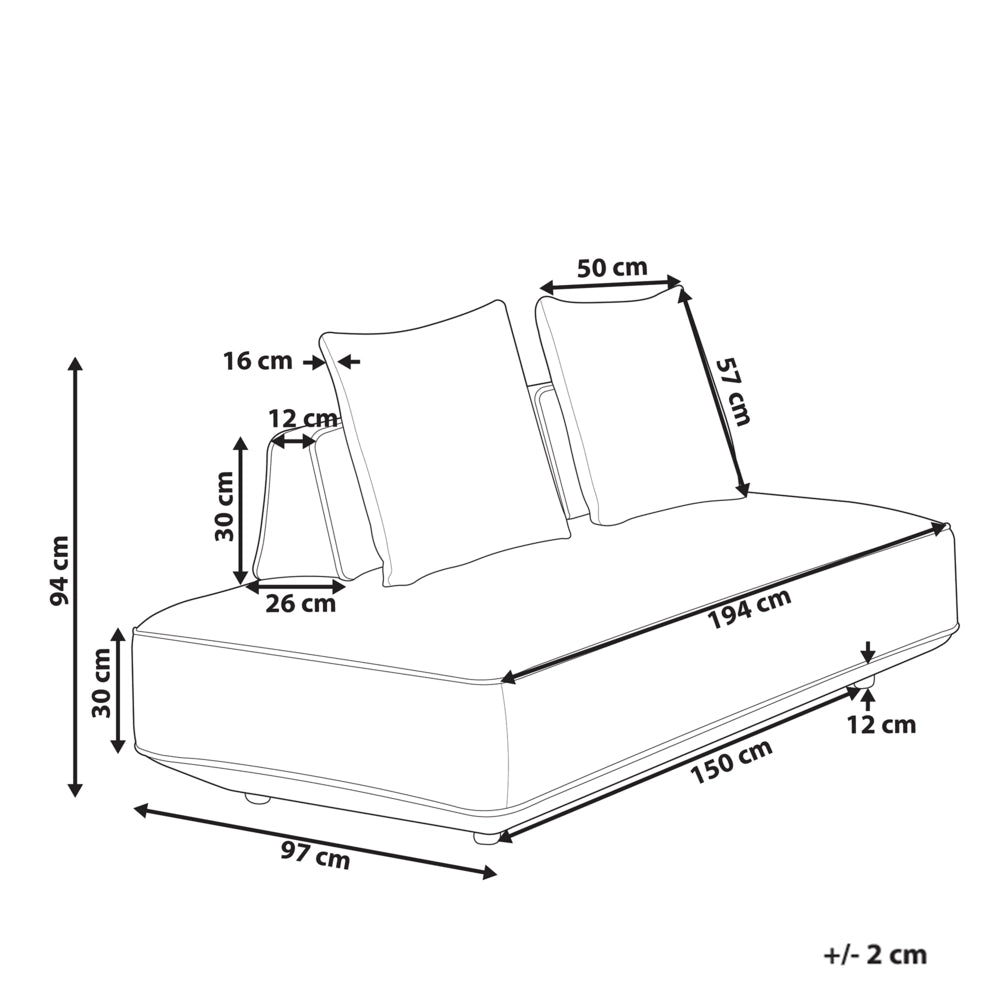 Chaise imbottita grigio chiaro con cuscini da salotto confortevole stile moderno
