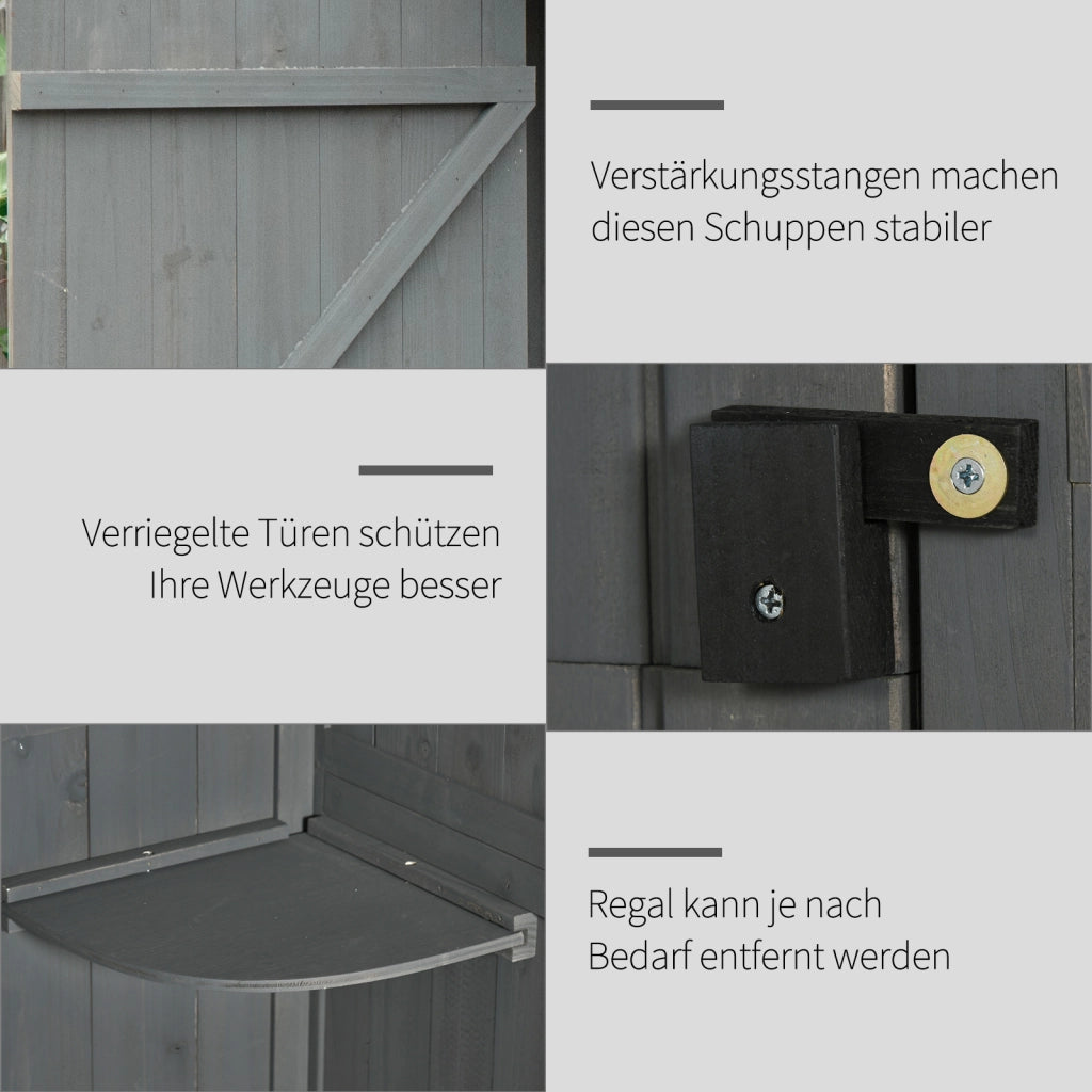 Armadio da giardino in legno ¨C zephmum ¨C Grigio+Verde 77x54.2x179cm