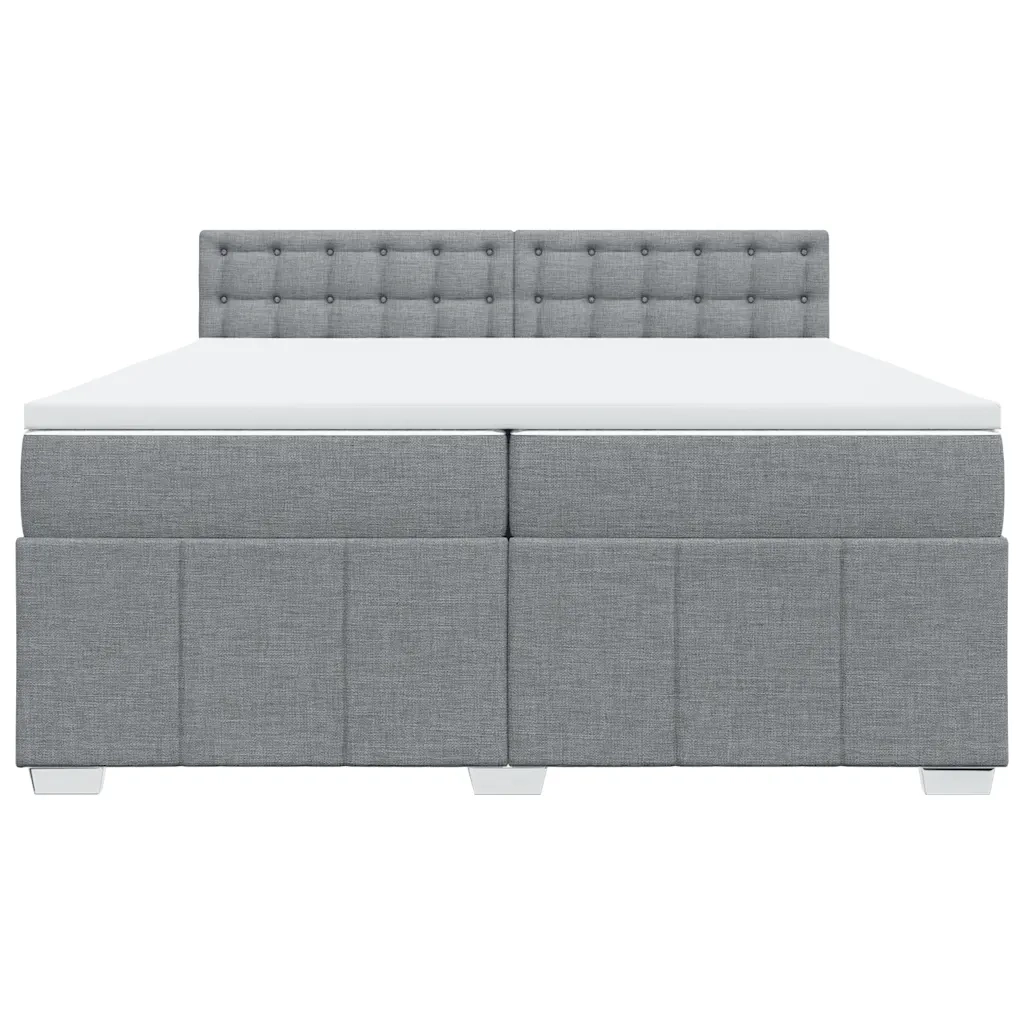 Giroletto a Molle con Materasso Grigio Chiaro 200x200cm Tessuto