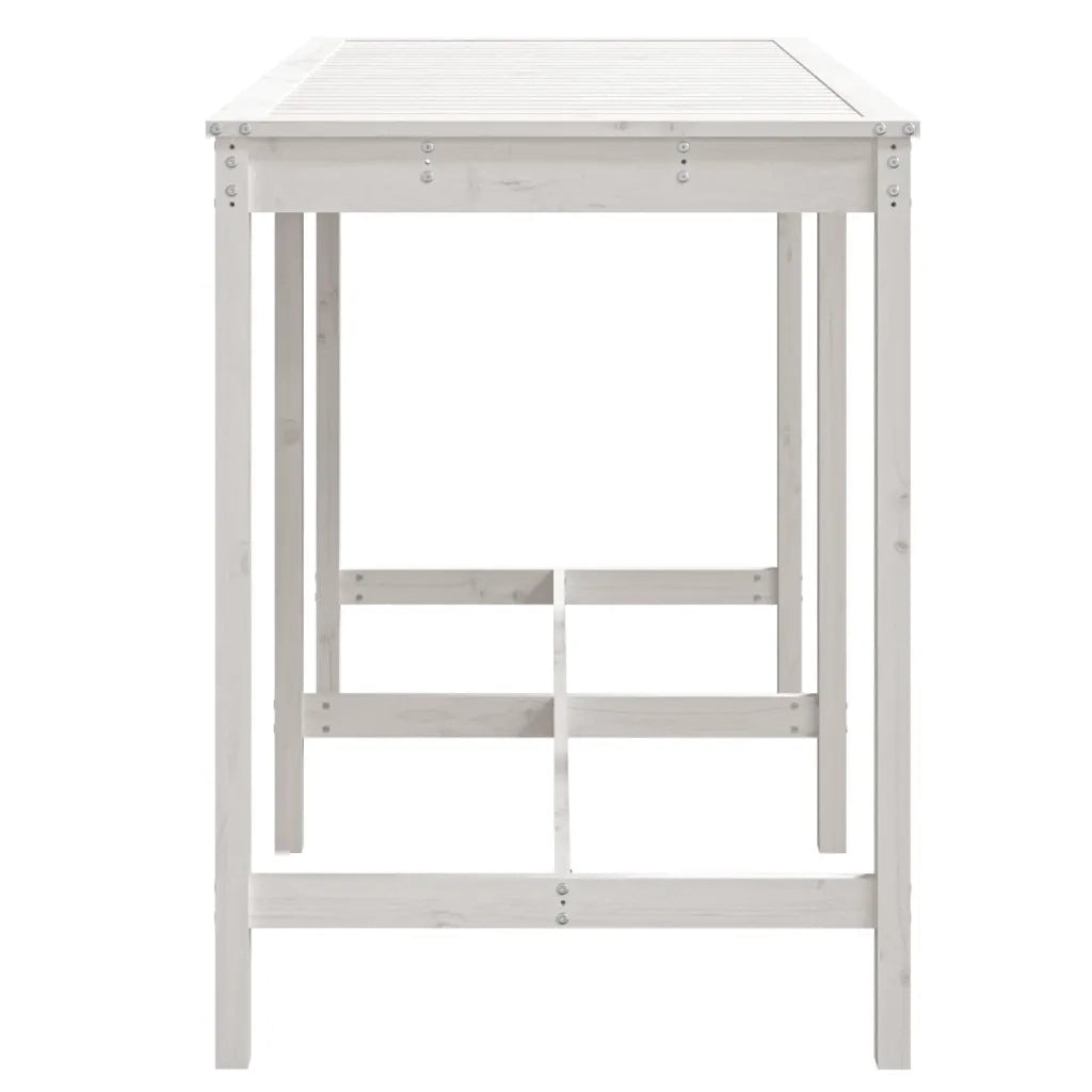 Tavolo da Giardino | Tavolino da esterno Bianco 159,5x82,5x110 cm Legno Massello Pino