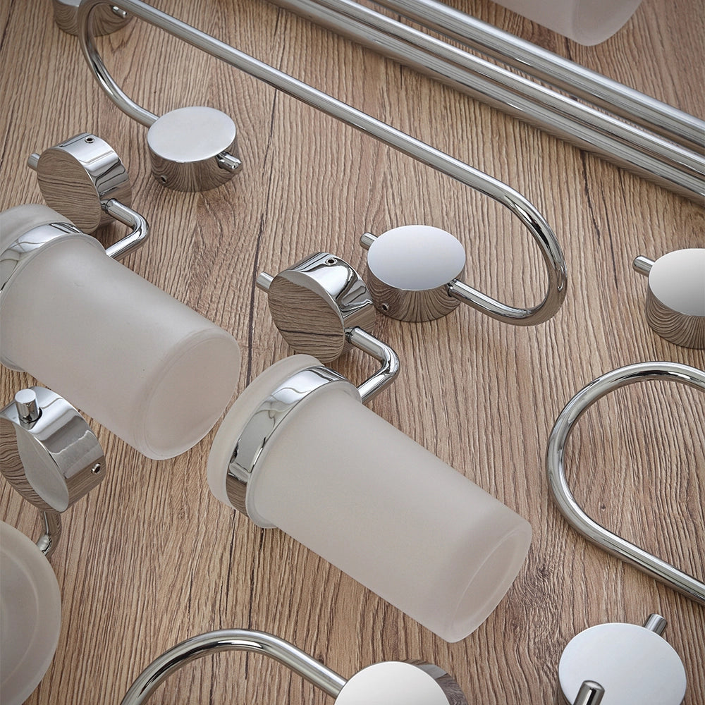 Set accessori a muro 5 pezzi in acciaio cromato e viti incluse  Plaza