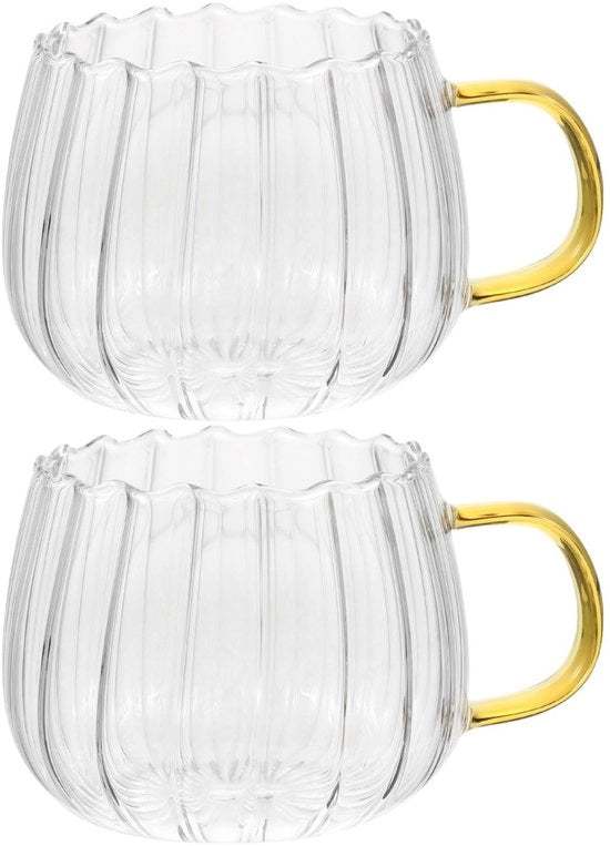 Tazza per Caffè con Borosilicato Alto - Maniglia Ergonomica - Translucida - Adatta per Bevande Freddo/Caldo - 15,6 x 15,6 x 15,6 cm - Tazza da Colazione Stilosa - Tazza per Caffè