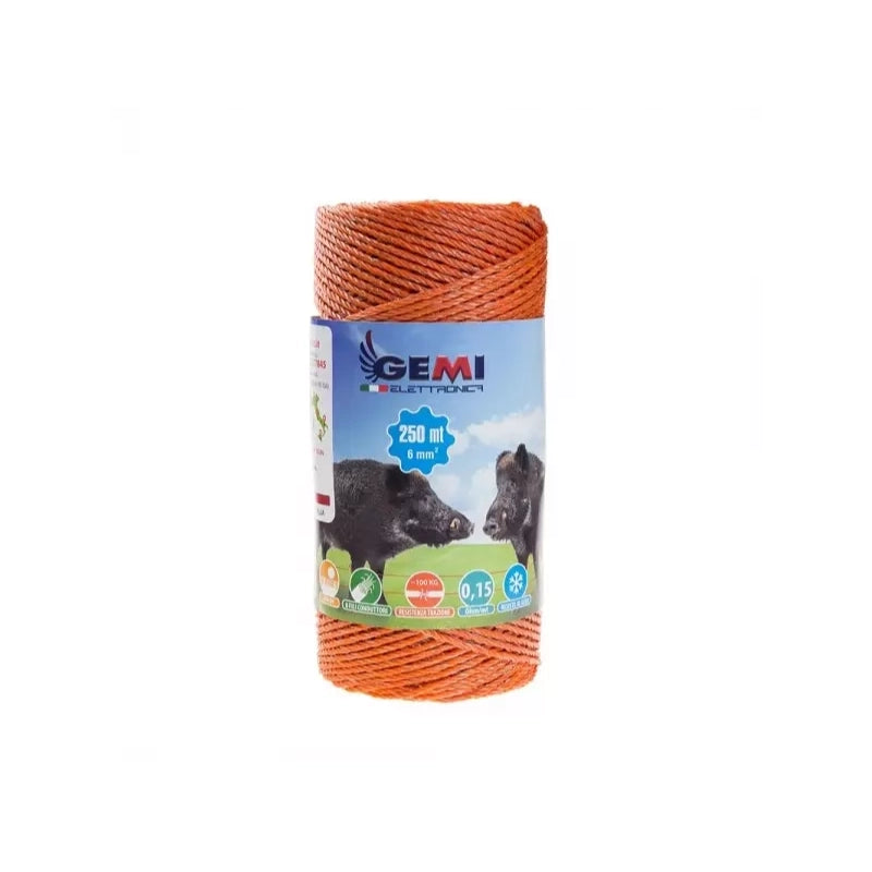 Filo 250 MT 6 Mm² Per Recinto Elettrico Recinzioni Elettrificate Per Cinghiali Caprioli Cervi Mucche Cavalli Maiali