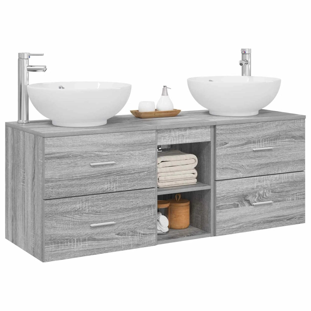 Set di mobili per il bagno 3 pz Sonoma grigio 3405904