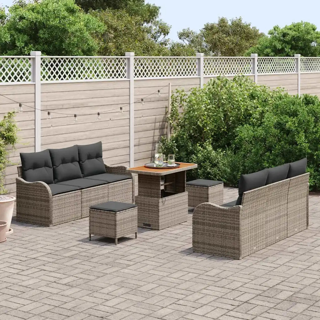 Set Divano da Giardino con cuscino 9 pcs Grigio 3364173