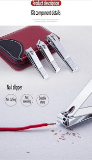 Set di Manicure e Pedicure - Taglieri unghie in acciaio inox - Set da 8 pezzi per dita e piedi - Strumento di bellezza multifunzionale con custodia in pelle