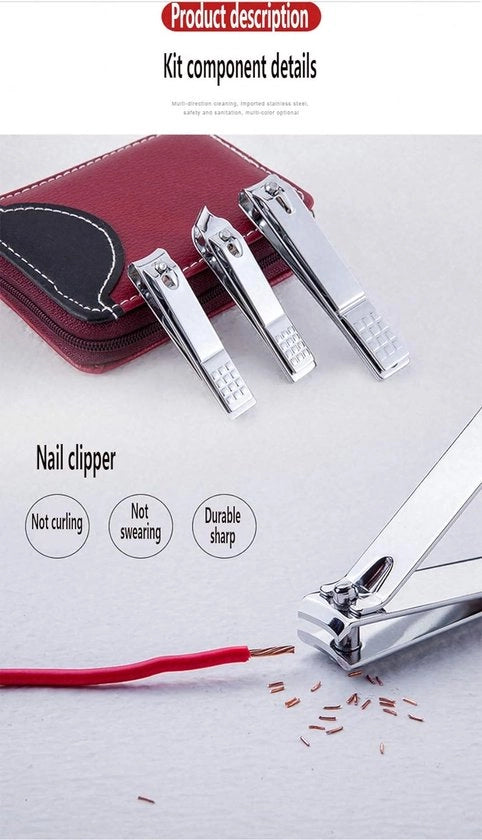 Set di Manicure e Pedicure - Taglieri unghie in acciaio inox - Set da 8 pezzi per dita e piedi - Strumento di bellezza multifunzionale con custodia in pelle