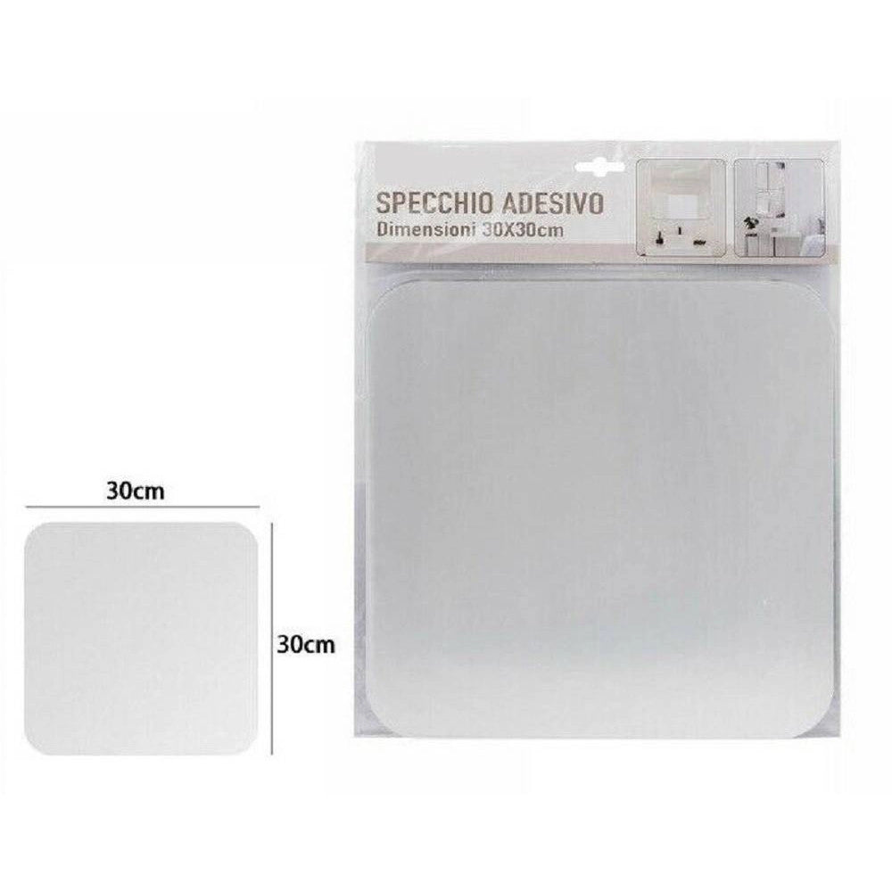 Trade Shop - Specchio Adesivo Forma Quadrata Adesiva Murale Arredamento Casa 30 X 30 Cm -