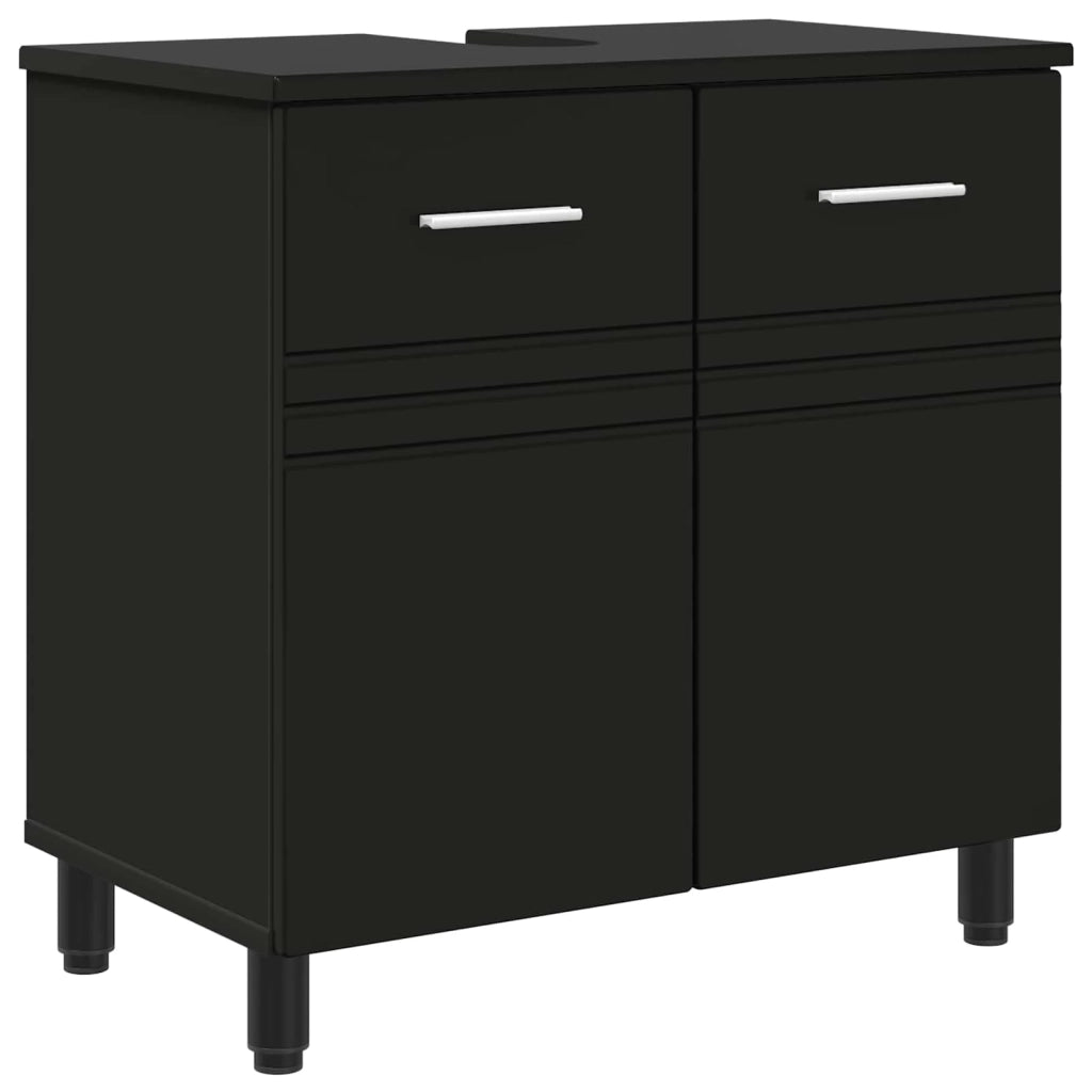Mobiletto da bagno Nero 60 x 35 x 60 cm Legno ingegnerizzato