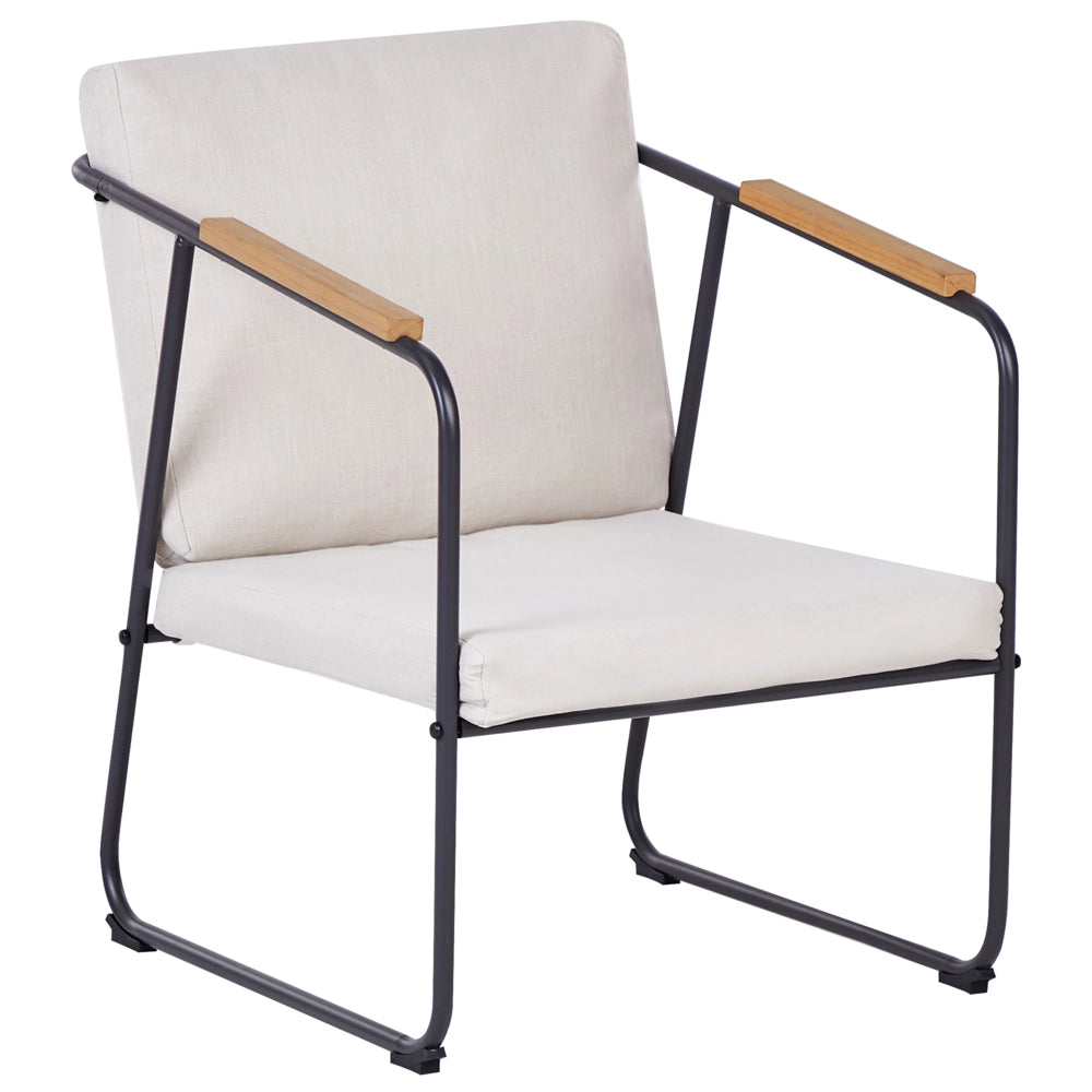 Set da giardino 4 posti in acciaio con tavolo beige chiaro stile industriale
