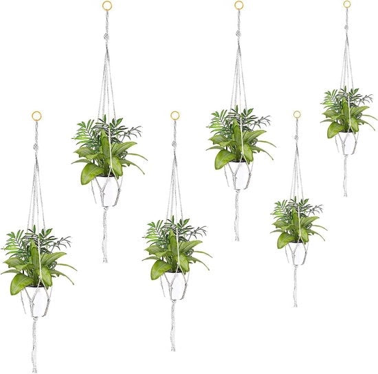 Set di Corda Macramè per Piante da 6 pezzi - Corda Decorativa per Piante per Uso Interno ed Esterno - 60 cm, 80 cm, 100 cm