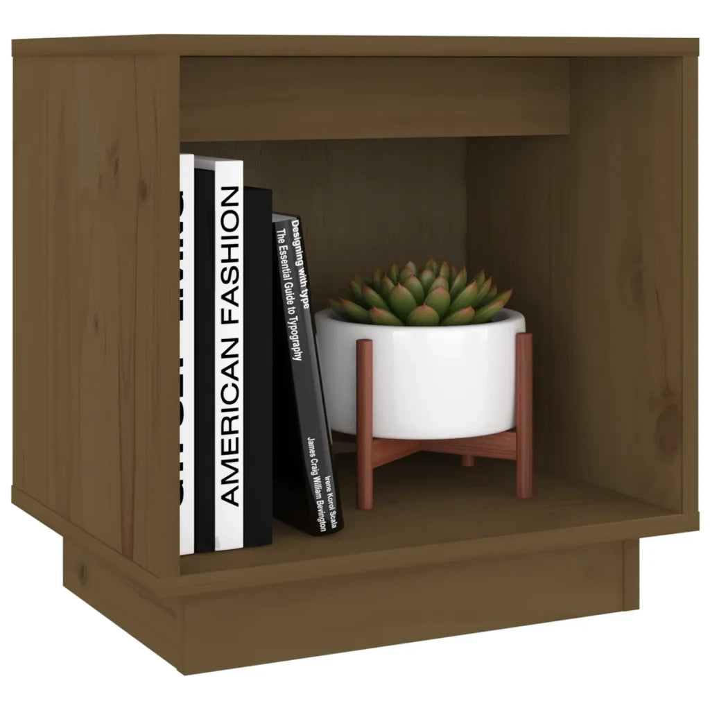 Comodino Marrone Ambra 40x30x40 cm in Legno Massello di Pino 813341