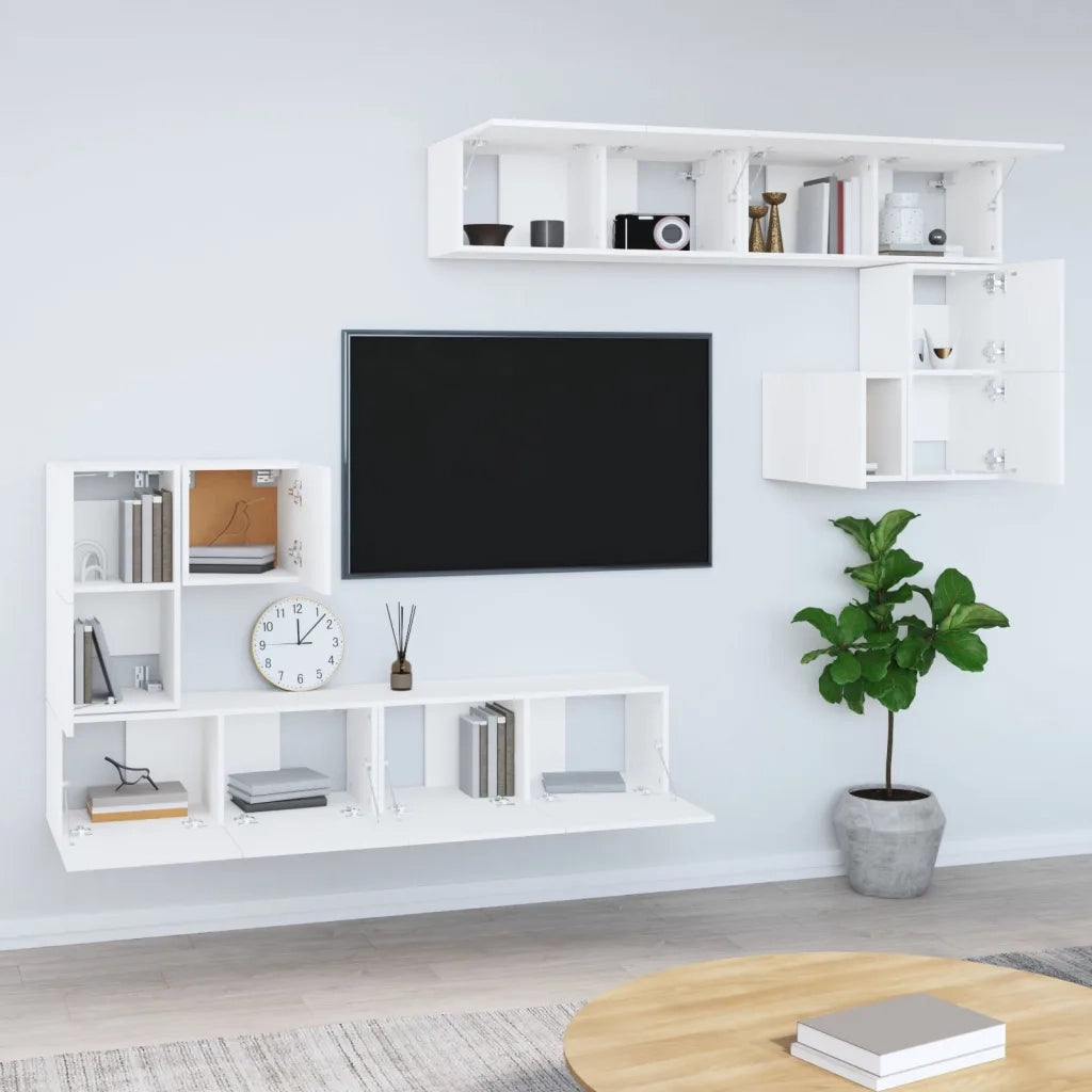 Mobile Porta TV a Parete Bianco in Legno Multistrato 3114582