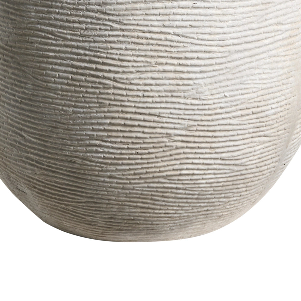 Fioriera grigio chiaro in fibra di argilla verniciata per interni ed esterni rotonda 47 x 47 x 40 cm alta design moderno soggiorno giardino