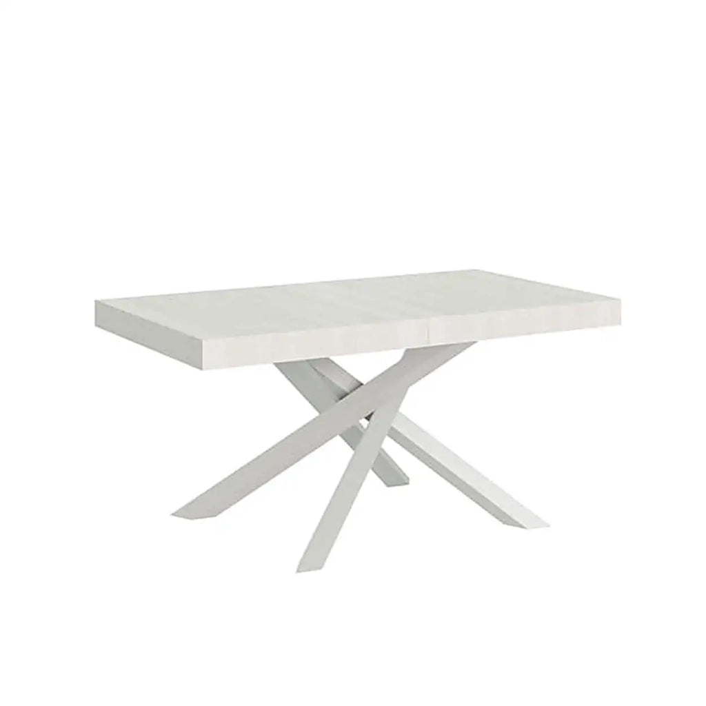 Tavolo allungabile 160/420x90 cm Volantis colore bianco frassino gambe bianche