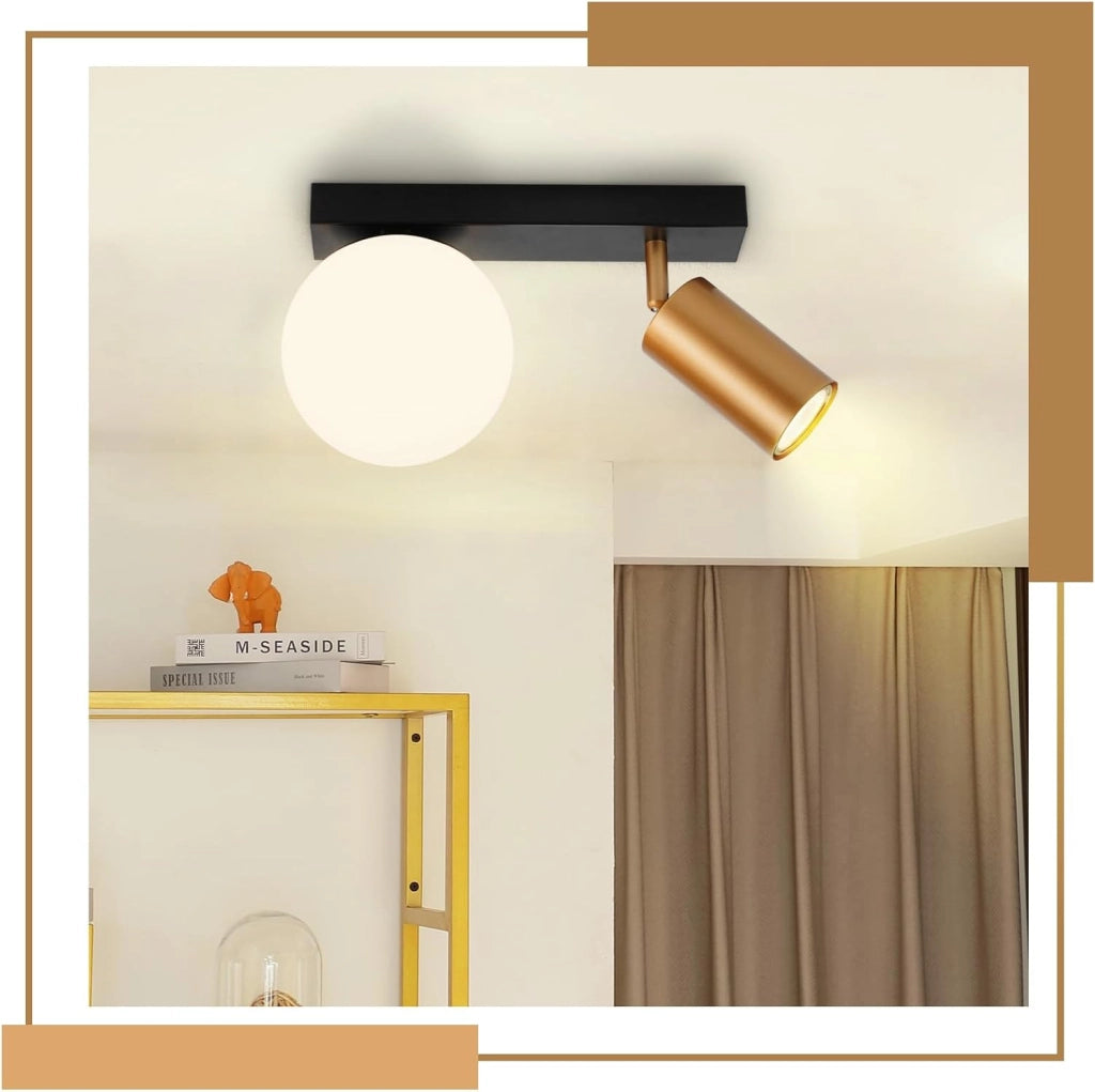 ZMH Faretto da soffitto 2 fiamme E14 moderne metallo sfera vetro 40cm per corridoio cucina