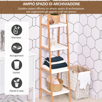 Scaffale Bagno 4 Ripiani Autoportante 35x36x138,5 cm in Legno Bianco