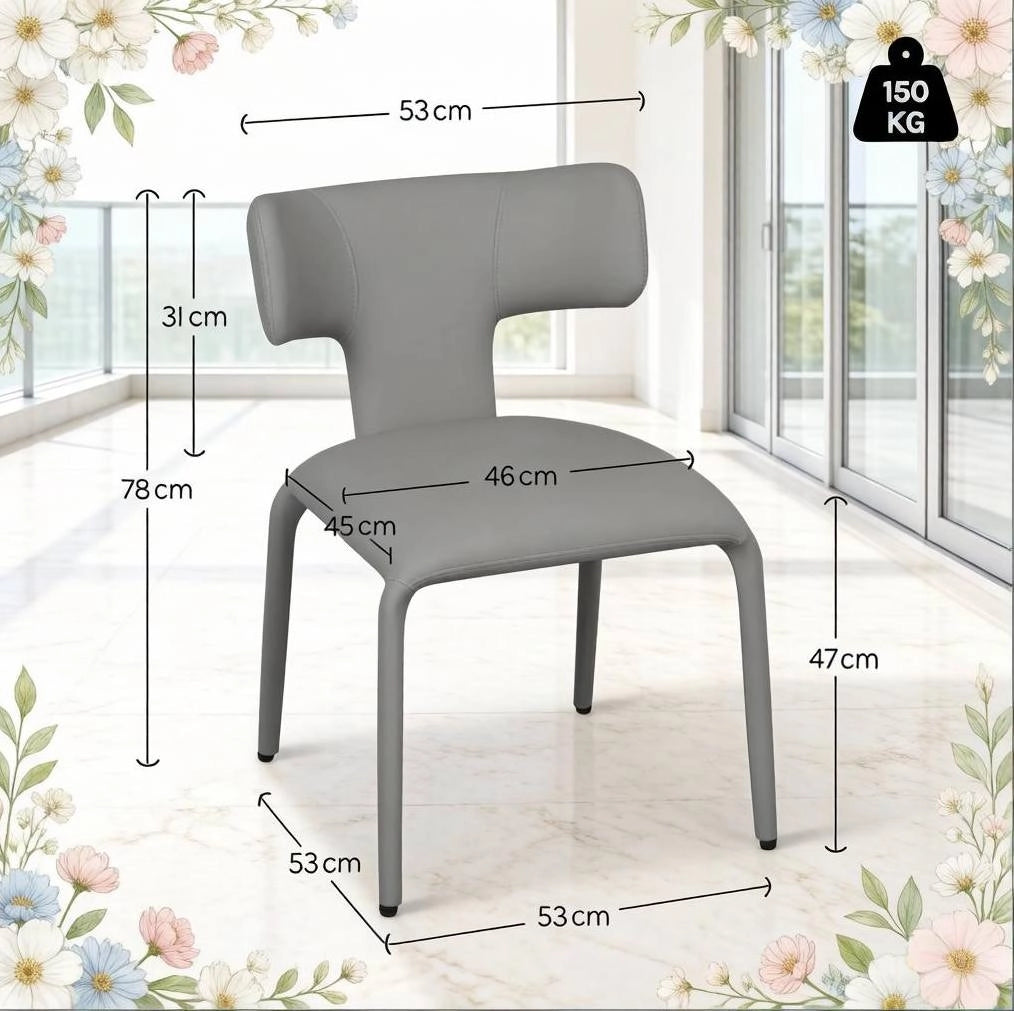Set di 2 sedie con ruote in similpelle grigia