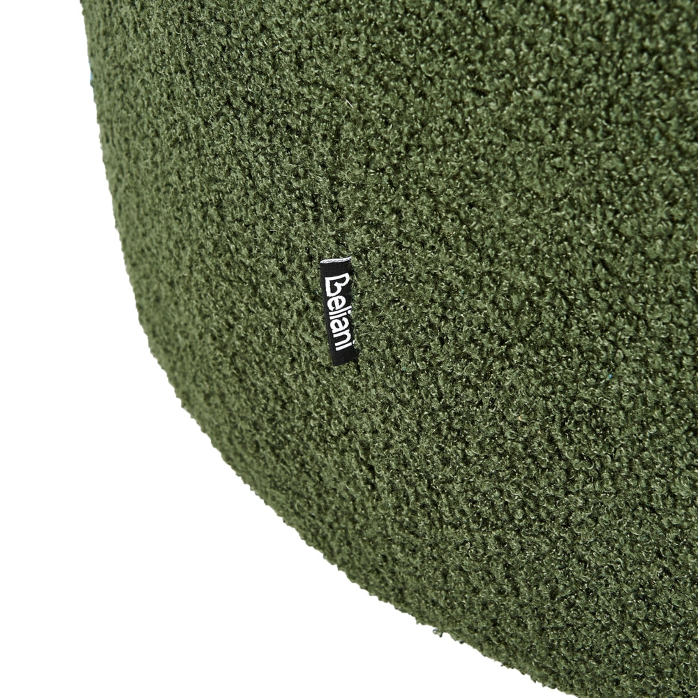 Poltrona con schienale curvo in tessuto bouclé verde base girevole 360° Art Deco dorato