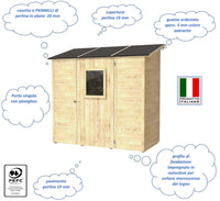 Casetta Box da Giardino per Attrezzi 207x102 cm con Porta Finestrata in Legno Naturale