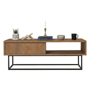 Tavolino da salotto Bard, Tavolo basso da caffè, Portariviste per divano, Ripiano da soggiorno, 120x60h43 cm, Noce e Nero