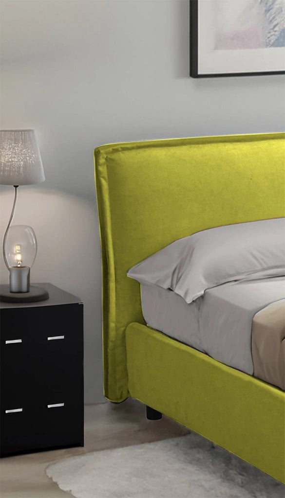 Letto Matrimoniale Bubbio, Letto Matrimoniale Sfoderabile Made in Italy, Verde