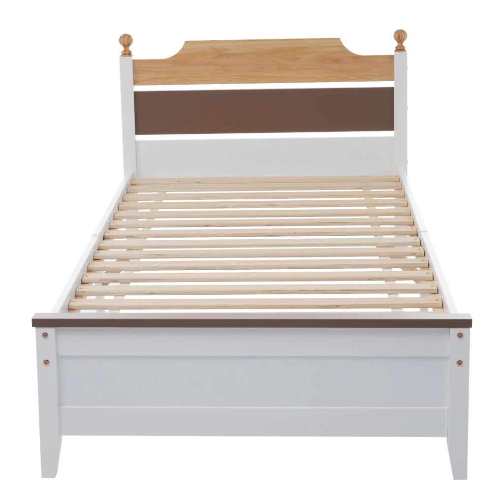 LETTO Singolo 90x200 cm Bianco in pino e MDF