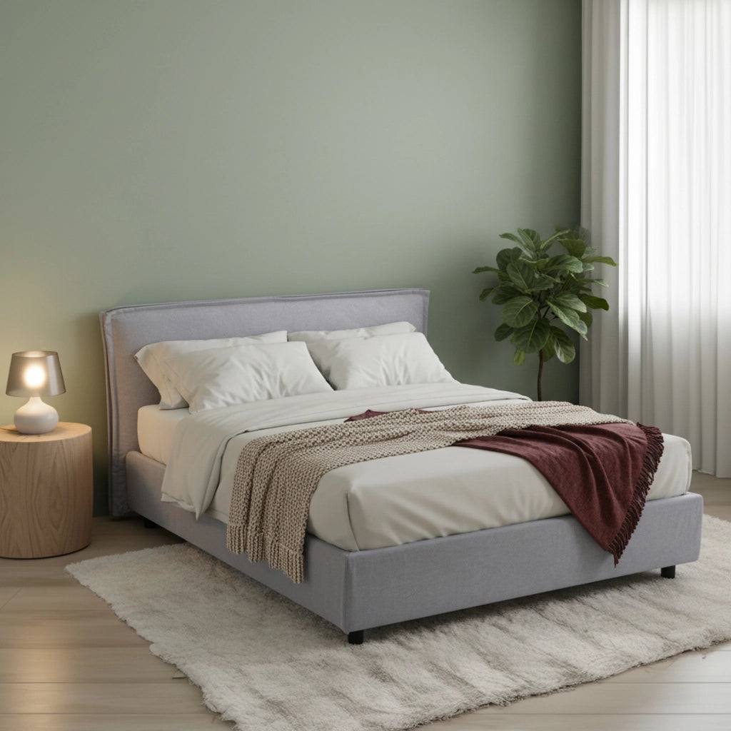 Letto Matrimoniale Brunate, Letto Matrimoniale Materasso Incluso Made in Italy, Grigio