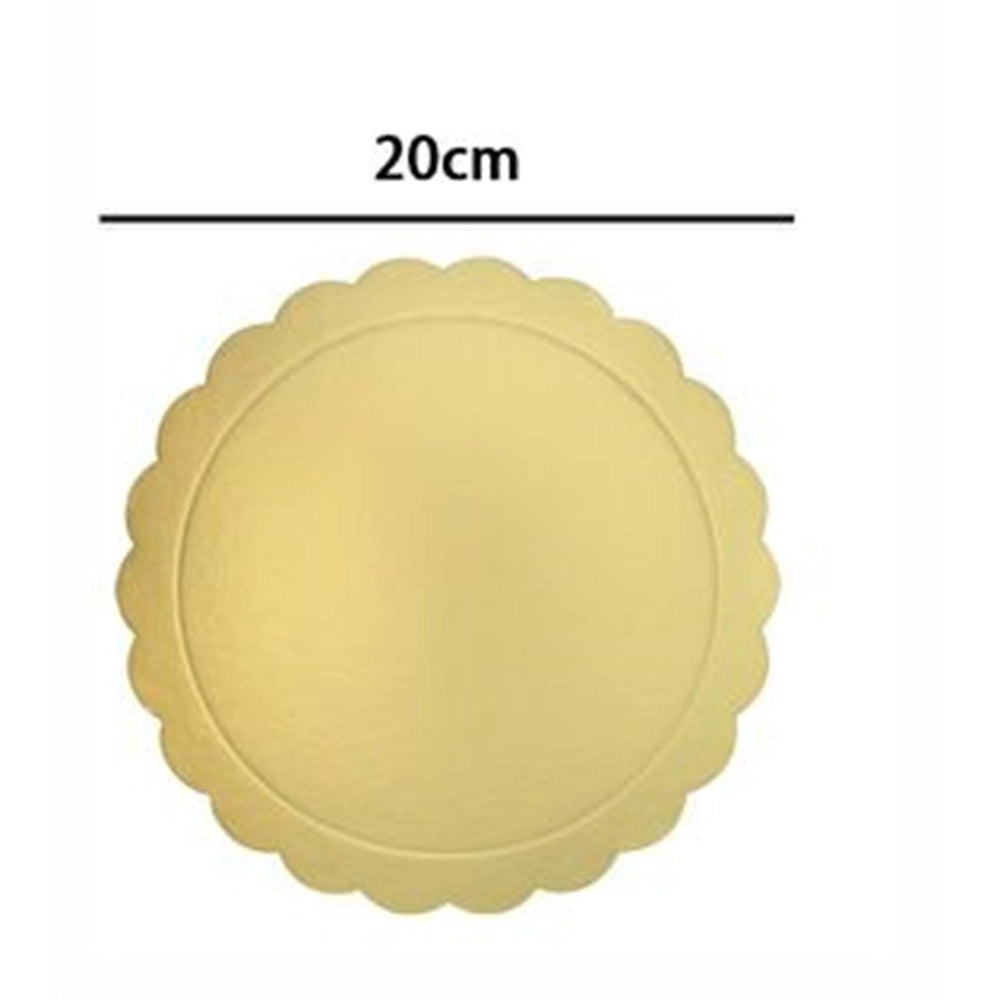 Trade Shop - Set 4 Pz Base Per Torta Rotonda Piatto Sottotorta Dorato 20 Cm Con Bordino 31159 -