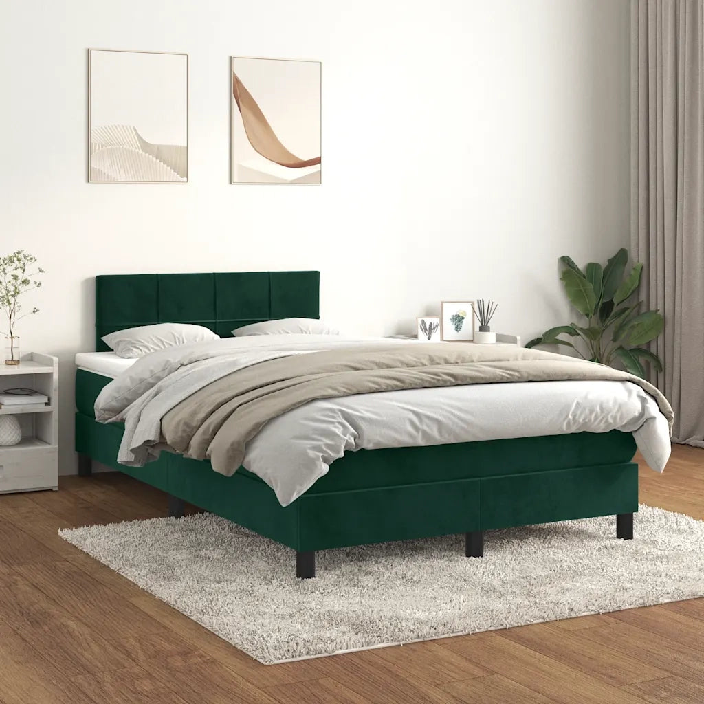 Giroletto a Molle con Materasso Verde Scuro 120x200 cm Velluto 3141296