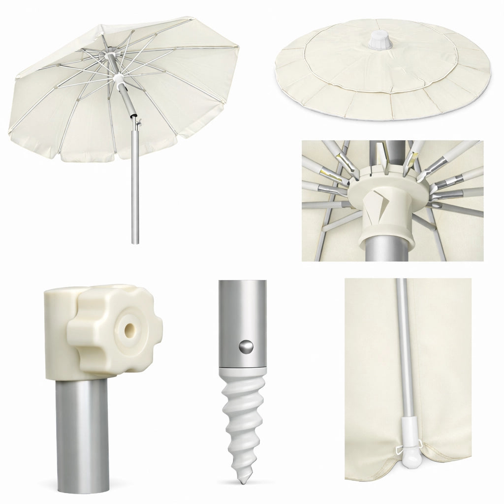 Ombrellone Mare Spiaggia 240 cm Antivento Alluminio UV50+ Inclinabile con Custodia e Trivella