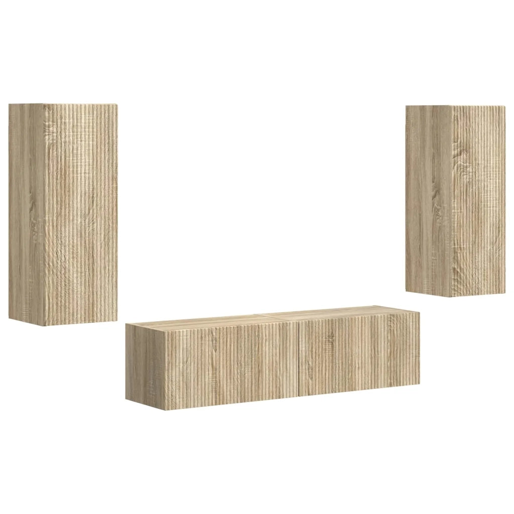Set mobile TV 2 pz-Credenza per TV Rovere Sonoma Legno multistrato 109427