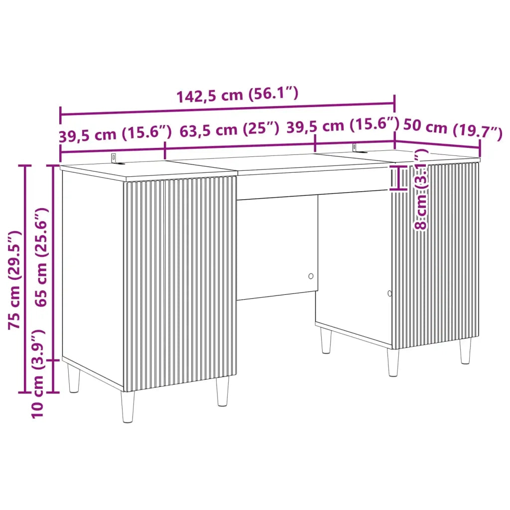 Scrivania Nero 142,5 x 50 x 75 cm Legno ingegnerizzato 3414595