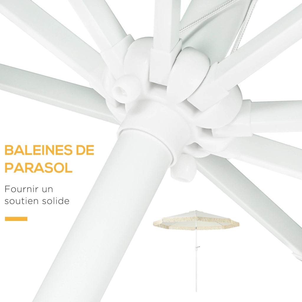 Ombrellone da giardino inclinabile con frange e manovella ¨C zephmum ¨C ? 265x245 cm Bianco